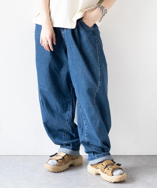 「DOUBLE NAME」 デニムパンツ FREE ネイビー レディース_画像3