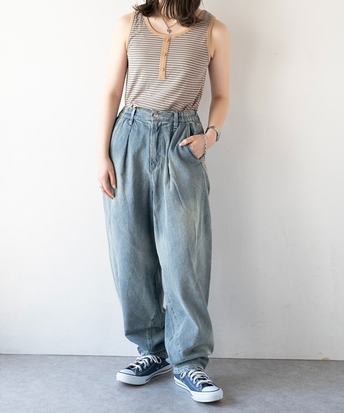 「DOUBLE NAME」 デニムパンツ FREE ネイビー レディース_画像4