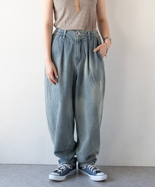 「DOUBLE NAME」 デニムパンツ FREE ネイビー レディース_画像5