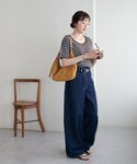 tシャツ 半袖 リブUネックTシャツ レディースの詳細画像1