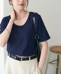 tシャツ 半袖 リブUネックTシャツ レディースの詳細画像4