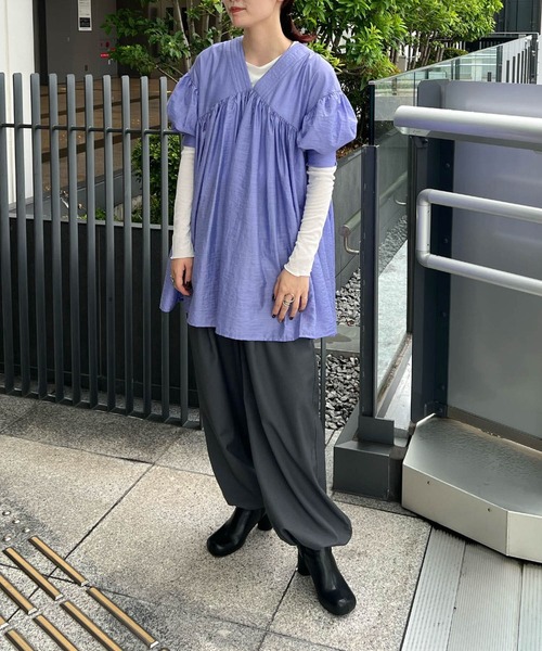 「KBF」 7分袖チュニック ONE ブラック レディース_画像6