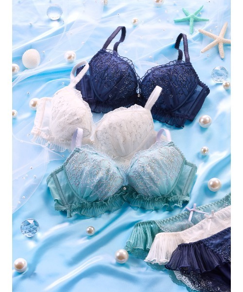 キュフラ　青3点セット チュチュアンナ（tutuanna） ブラジャー ショーツセット 「感激のブラ