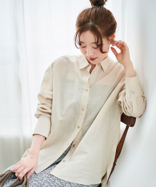 「le.coeur blanc」 長袖シャツ 38 サンドベージュ レディース_画像8