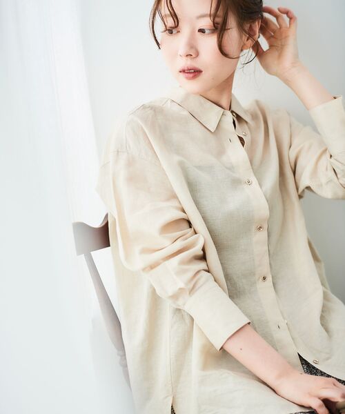 「le.coeur blanc」 長袖シャツ 38 サンドベージュ レディース_画像9