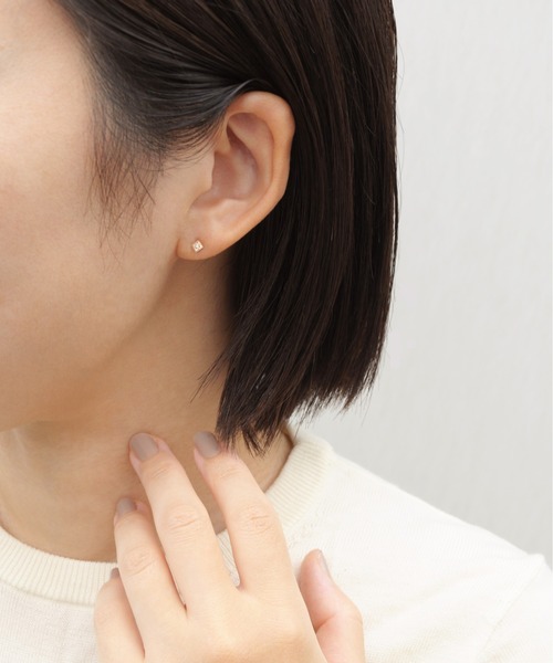 ピアス 「anq.」K10・彫り留めスタッドピアス レディースの画像