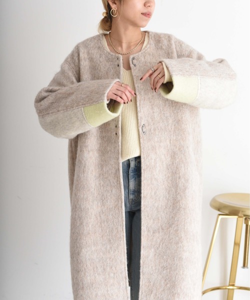 Eimee Law（エイミーロウ） ノーカラーコート コート マーブルシャギー