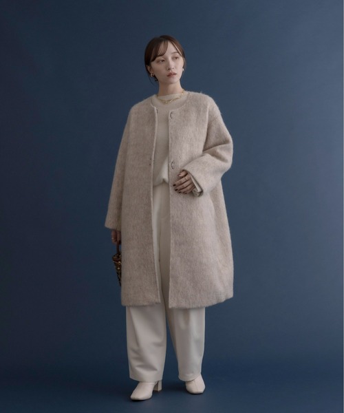 Eimee Law（エイミーロウ） ノーカラーコート コート マーブルシャギー