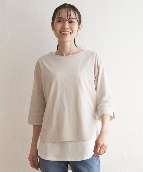 ikka tシャツ 梨地ジョーゼットプルオーバー レディース