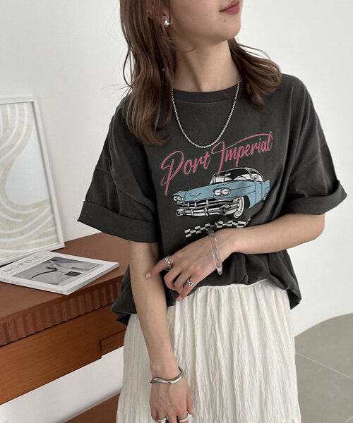 Discoat tシャツ 「WEB限定」ピグメントカープリントTシャツ