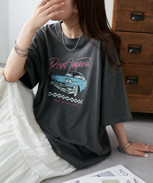 Discoat tシャツ 「WEB限定」ピグメントカープリントTシャツ