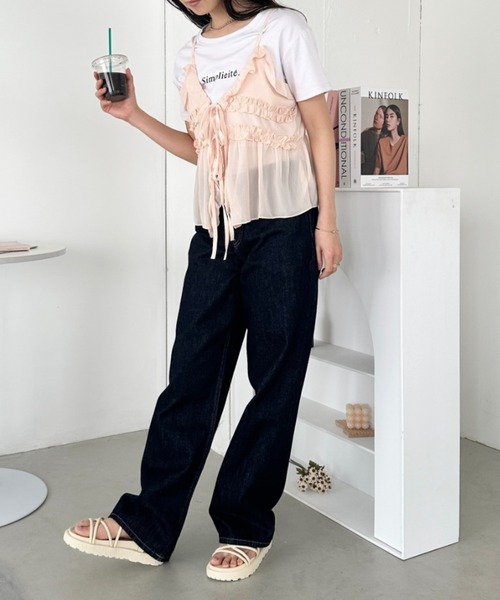 【コムデギャルソン】キャミソール　ビスチェ　ボーダー　デニム　フリル　M COMME des GARCONS - 【コムデギャルソン】キャミソール ビスチェ