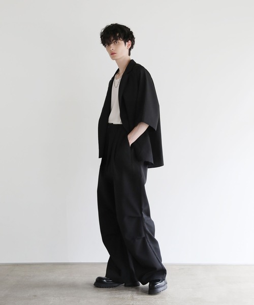 ジーンズ ドレープ/デニムルーズシルエットハイウエストバギータック  