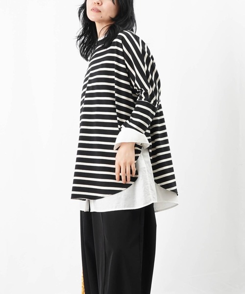 【美品】LUCAボーダーカットソー　日本製 LADY LUCK LUCA tシャツ LC/LLL カラーアクセントボーダー