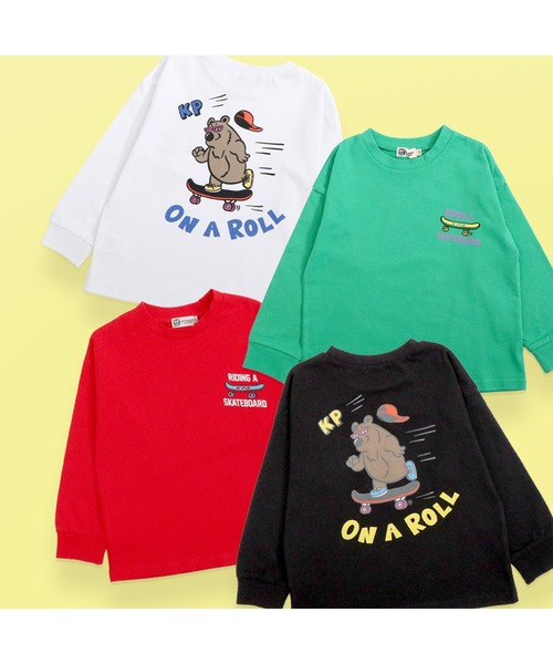 KP BOY tシャツ くまプリント長袖Tシャツ(100〜160) キッズ