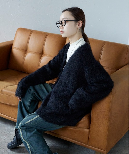 ap retro カーディガン シャギーVネックカーデ レディース : ZOZOTOWN