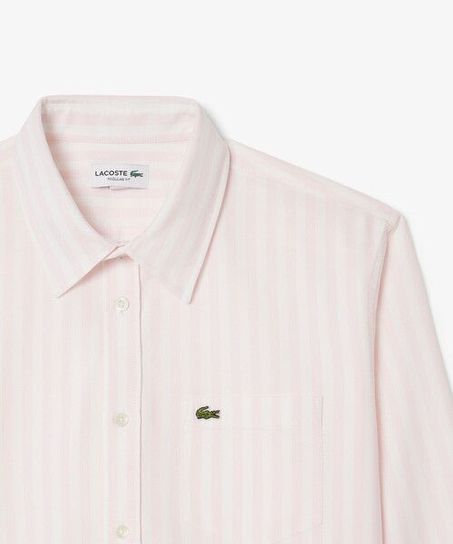 値下げ‼️LACOSTE ピンク ショート&ワイドストライプシャツ 38サイズ ラコステ LACOSTE ショート&ワイドストライプシャツ （ピンク