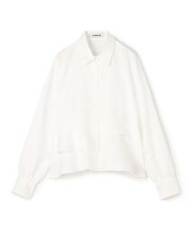 CABaN タイプライターダブルクロス アシンメトリックフリルシャツ　ホワイト CABaN ブラウス シャツ タイプライターダブルクロス アシンメ