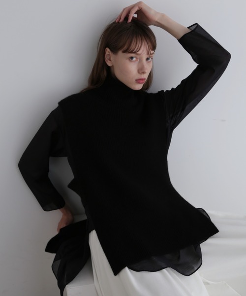 CVIDINI ニットジレ/カシミア混/グレー/新品 楽天市場】日本製 着流し ロング ニットジレ ウール混 ジレ