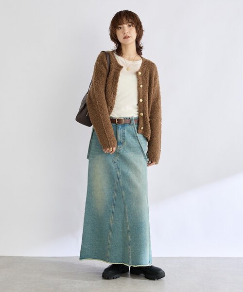 美品☆RIVE DROITE MONN.:.ルーズデニムスカート　グレー 36 RIVE DROITE デニムスカート 「MONN.:.(モン)」LOOSE DENIM