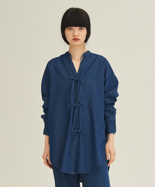 ENOF」 長袖ブラウス FREE インディゴブルー レディース : 87245346  