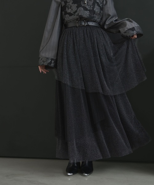 HARE（ハレ） スカート ラメチュールティアードスカート(HARE