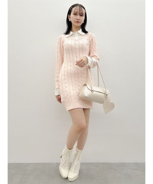 dazzlin（ダズリン） ワンピース シャツレイヤードケーブルニット