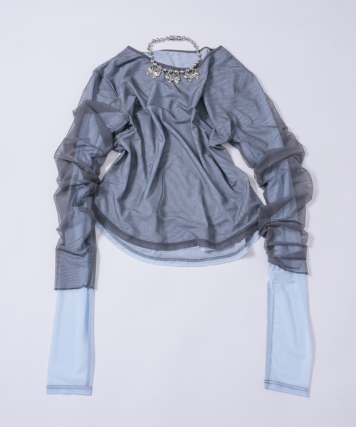 musubore tシャツ reversible layered tulle tops