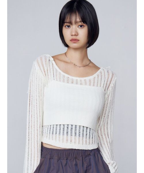 EMODA ニット セーター レイヤードシアーニット レディース