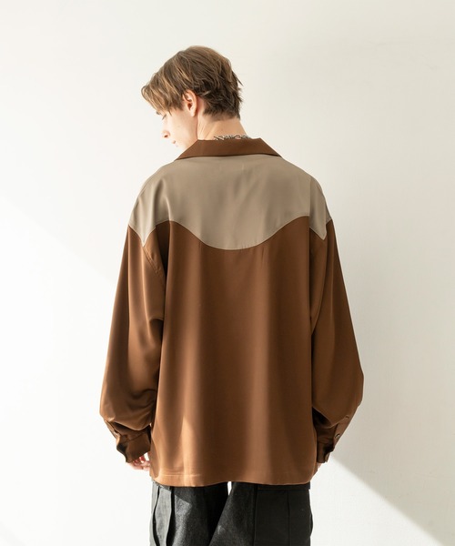 モラビト ♡ オープンフロントロングシャツデザインコート ブラウンベージュ モラビト ♡ オープンフロントロングシャツデザインコート