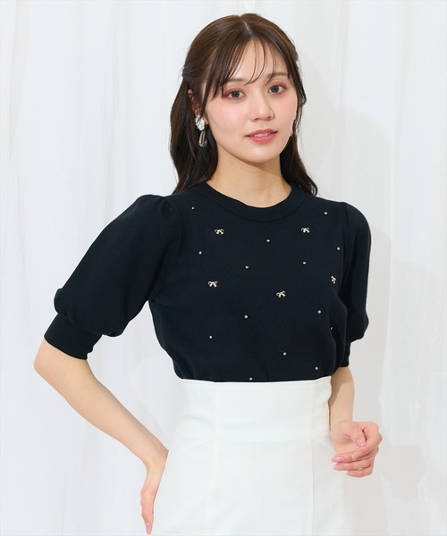 WILLSELECTION ニット セーター ビジュー＆リボンパーツニット