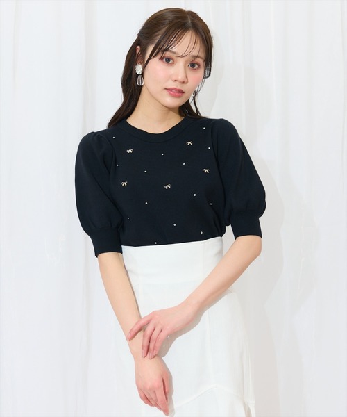 ビッグリボンモチーフニットプルオーバー レディース BEAMS HEART（ビームス ハート）リボン ニットプルオーバー