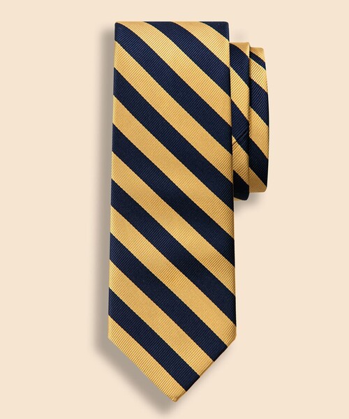 米国製 Brooks Brothers レップタイ ストライプ ネクタイ 紺 黄 米国製 Brooks Brothers レップタイ ストライプ ネクタイ 紺 黄