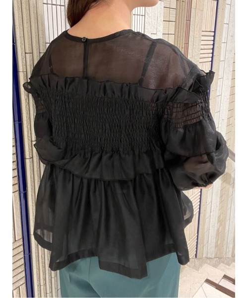 ブラウス シャツ シアーシャーリングフリルブラウス レディース And Couture ブラウス シャツ シアーシャーリングフリルブラウス