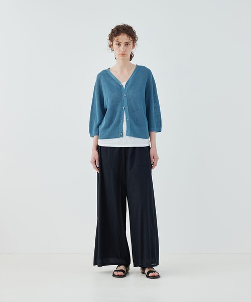 ワイドパンツ パンツ インドコットン イージーワイドパンツ レディースの画像