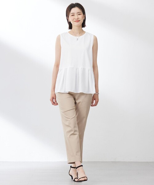 tシャツ 「洗える」ノースリーブスムースジャージー フレア