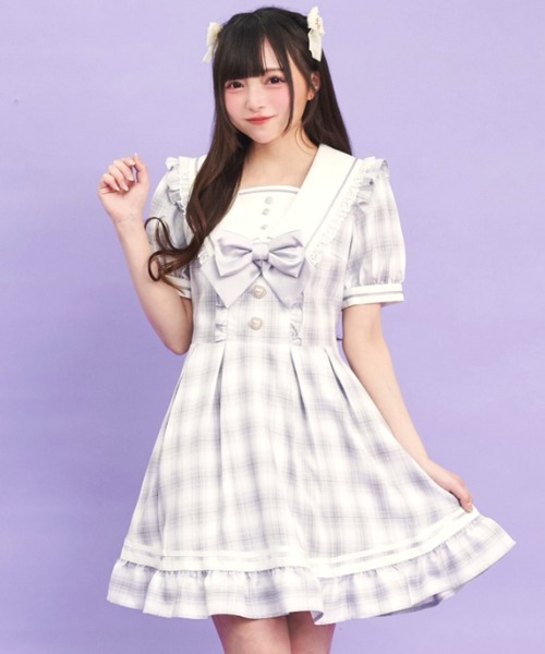 【日本産】 Secret Honey ワンピース ビッグカラーセーラー風ワンピース ワンピース