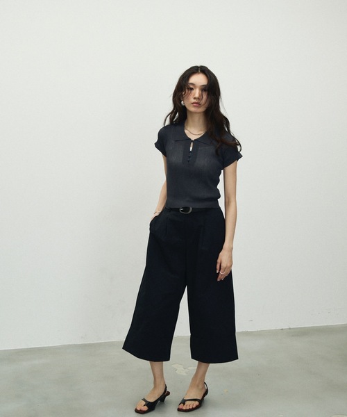 tシャツ Sherbet Touch Polo Collar Random Rib Tops / シャーベット