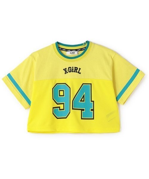 すぐ届く☆X-girl ベビーTシャツ 半袖 メッシュ 旬な着こなし◎ X-girl Stages tシャツ ナンバリングメッシュ切替ショート半袖T