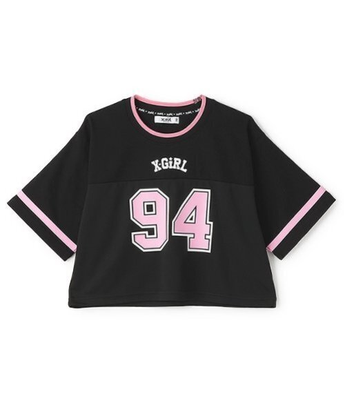 X-girl Stages tシャツ ナンバリングメッシュ切替ショート半袖T