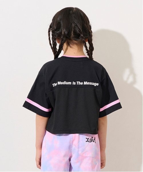 X-girl半袖Tシャツ X-GIRL/エックスガール 半袖 Tシャツ ロゴ ゼブラ柄 バック