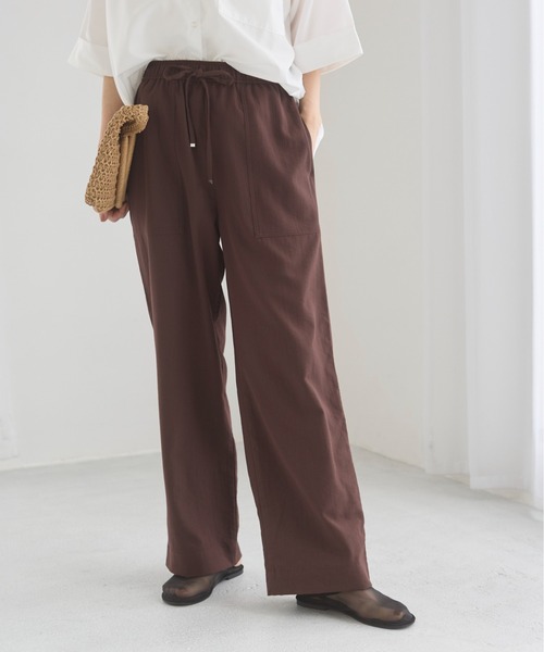 ANGIE パンツ リネンタッチ ベイカーイージーパンツ レディース