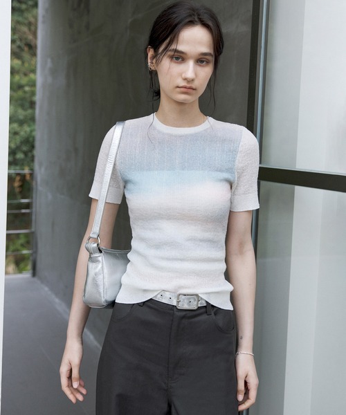 tシャツ 「tageechita」ペイントアート風 グラデーションプリントTシャツ レディース tageechita tシャツ 「tageechita」ペイントアート風