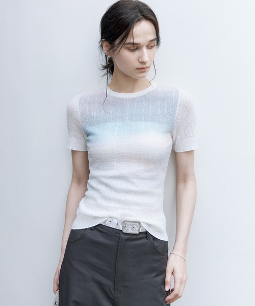 tシャツ 「tageechita」ペイントアート風 グラデーションプリントTシャツ レディース tageechita tシャツ 「tageechita」ペイントアート風
