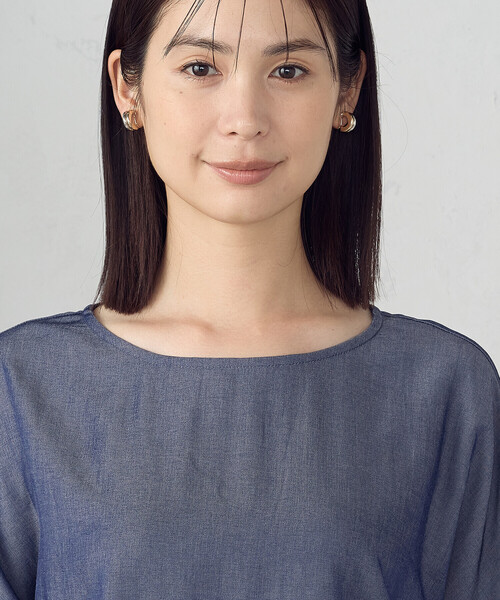 【セットアップ対応】デニムライクシャンブレー Ｔブラウス COMME CA ISM ブラウス シャツ 「セットアップ対応」デニム