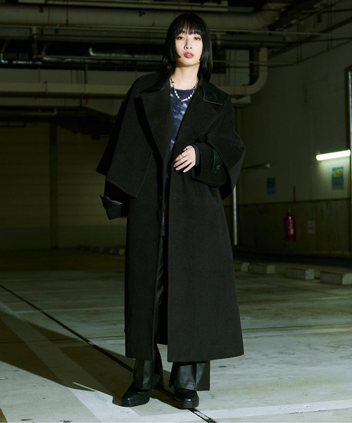 Ellno Loset（エルノロゼット） ステンカラーコート MEDIUM ブラック