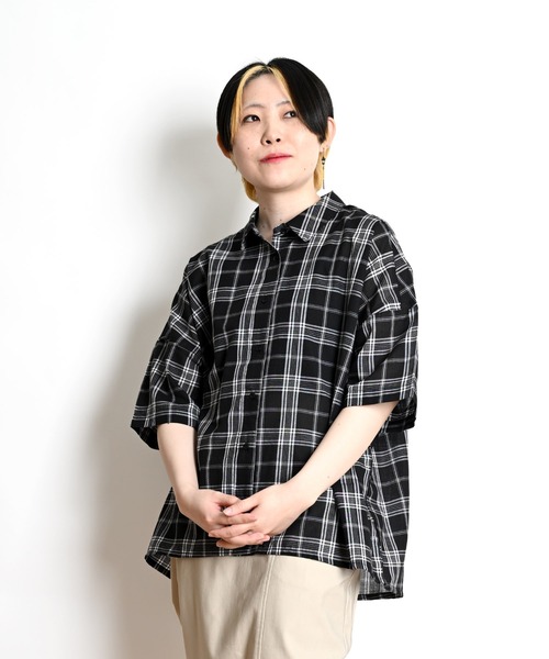 marai（マーライ） ブラウス シャツ 半袖 コットン チェック柄 半袖