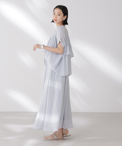 ✨極美品24AW✨自由区 ウエストゴム 洗えるシアーギャザー スカート 自由区｜【ウエストゴム・洗える】シアーギャザー スカート