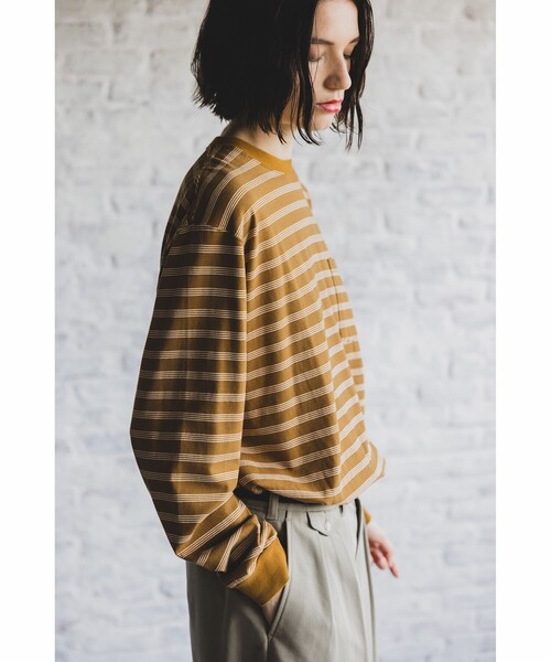 BEAMS+（ビームスプラス） tシャツ ピン ストライプ ポケット L/S T