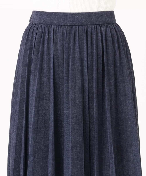 MK ミッシェルクラン（MK MICHEL  ）/デニム調シアープリーツスカート/洗える MK MICHEL KLEIN（エムケー ミッシェルクラン） スカート デニム調